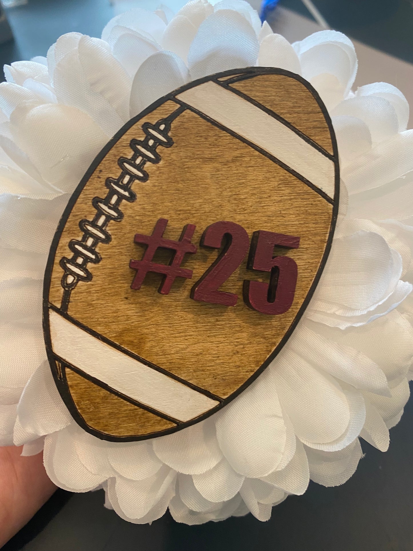 Football with Custom Number Mum Embellishment