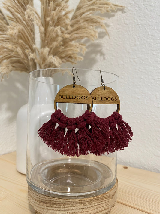 Bulldog Macrame Earrings