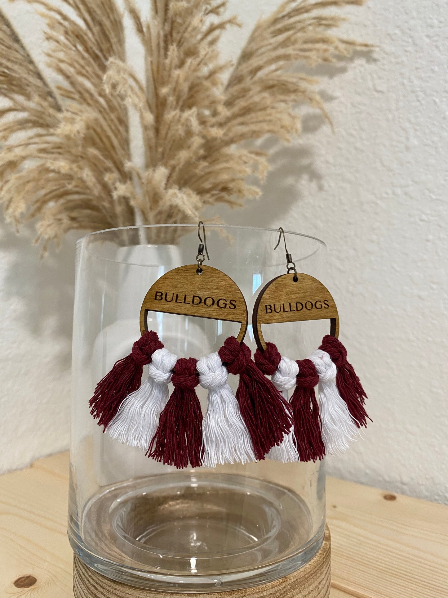 Bulldog Macrame Earrings