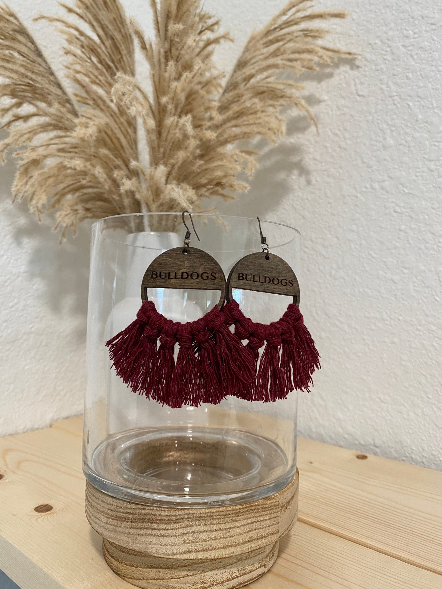 Bulldog Macrame Earrings