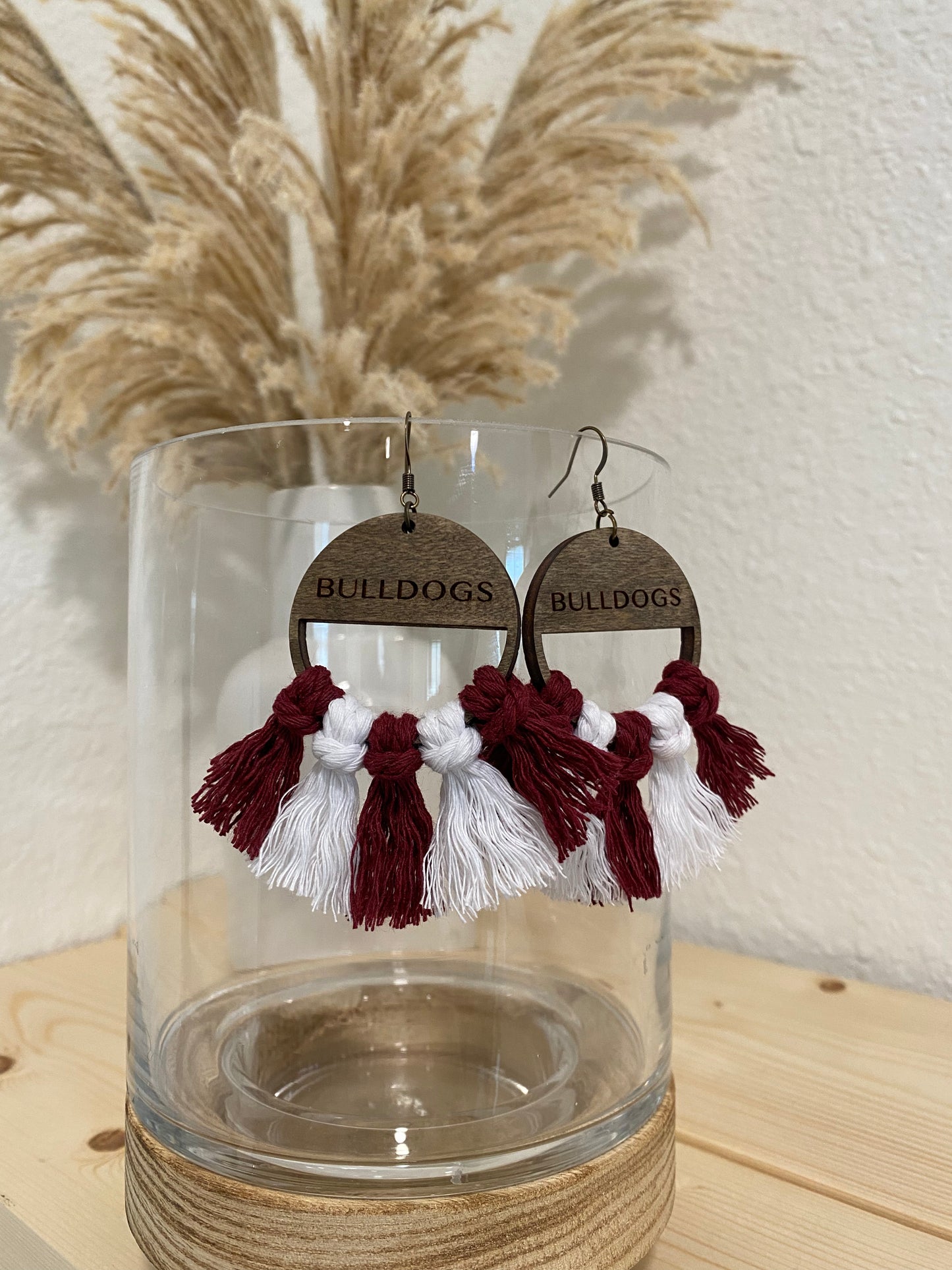 Bulldog Macrame Earrings